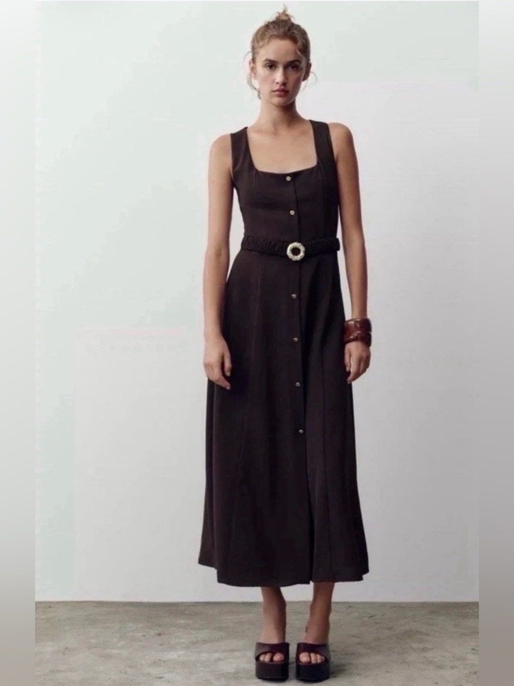 Zara belted midi dress